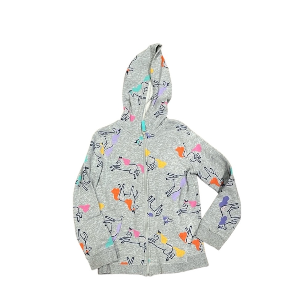 Cat And Jack Girls Zip Up Jacket with Hood Unicorn Print Size 10/12